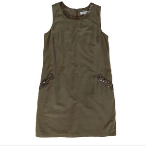 Ann Taylor Loft Silk Blend Sequin Sleeveless Lined Shift Dress 10 Green